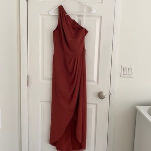 One Shoulder Chiffon Tulip Hem Dress